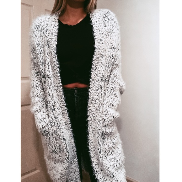 fuzzy popcorn cardigan